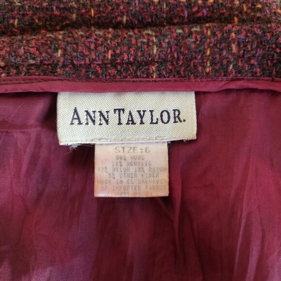 Vintage Burgundy/Red Ann Taylor Tweed Skirt - Picture 7 of 8